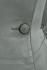 Vintage Alaia Leather Tie Peplum Jacket on Mannequin button at Recess Los Angeles