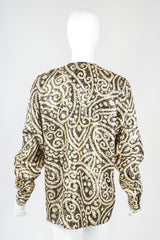 Recess Designer Consignment Vintage Alan Austin Golden Metallic Lamé Paisley Silk Blouse Los Angeles Resale