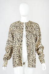 Recess Designer Consignment Vintage Alan Austin Golden Metallic Lamé Paisley Silk Blouse Los Angeles Resale