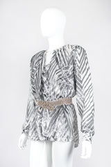 Recess Los Angeles Vintage Alan Austin Metallic Velvet Lamé Blouse