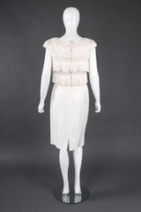 Recess Los Angeles Vintage Albert Nipon Raw Silk Fringed Bateau Cocktail Wedding Bridal Dress