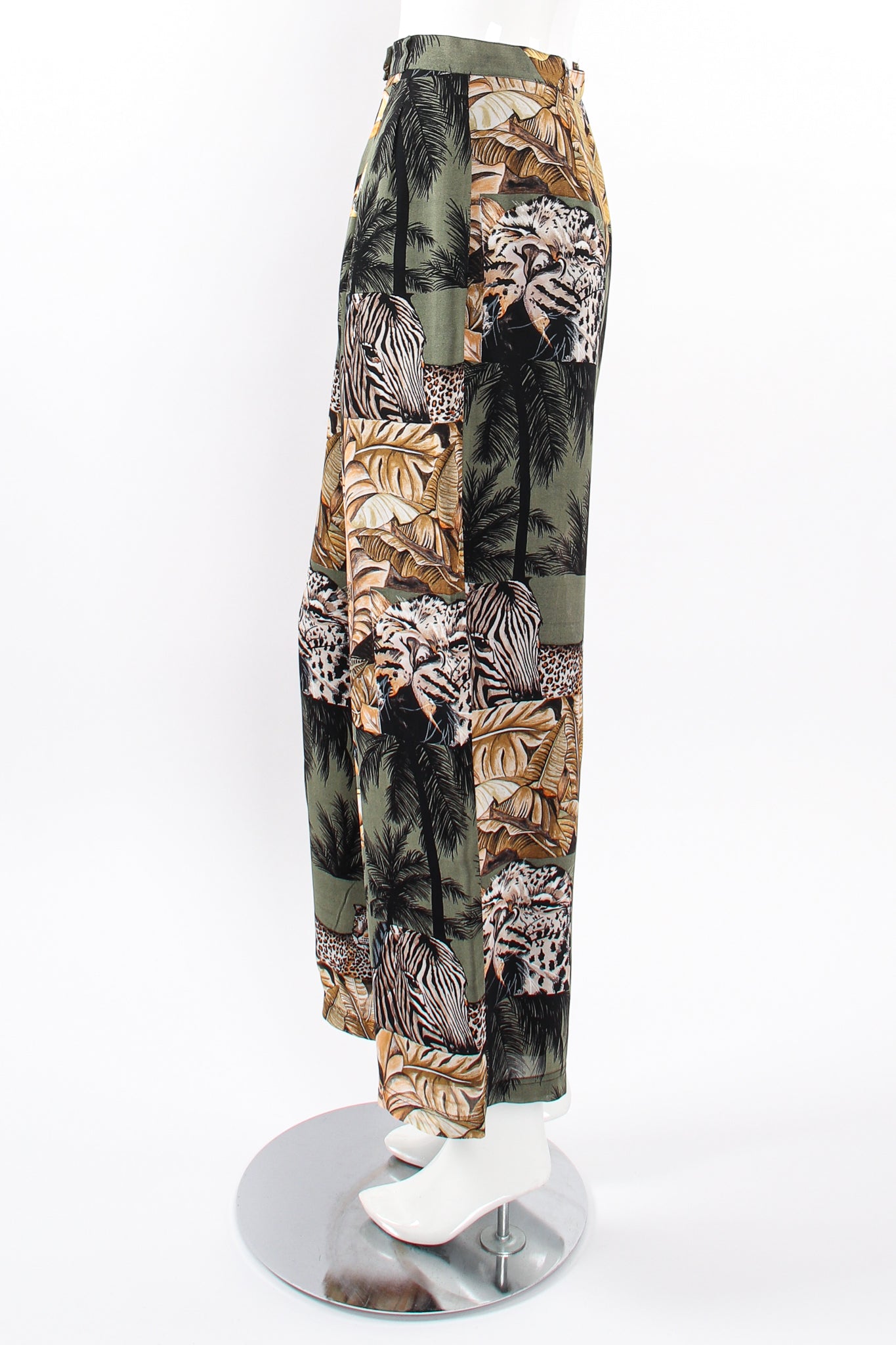 Vintage Alberto Makali Jungle Print Vest & Pant Set on Mannequin pant side at Recess LA