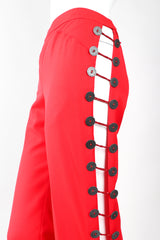 Recess Designer Consignment Vintage Alexander McQueen Red Matador Peekaboo Ladder Cutout Button Tuxedo Pant Los Angeles Resale