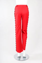 Recess Designer Consignment Vintage Alexander McQueen Red Matador Peekaboo Ladder Cutout Button Tuxedo Pant Los Angeles Resale