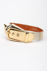Recess Los Angeles Vintage Alexis Kirk Oversized Lamé Gold Metal Buckle Belt