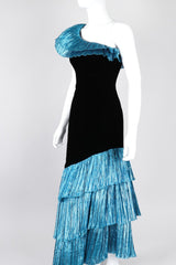 Recess Los Angeles Vintage Alyce Designs Lamé Ruffle Velvet One-Shoulder Barbie Gown