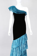 Recess Los Angeles Vintage Alyce Designs Lamé Ruffle Velvet One-Shoulder Barbie Gown