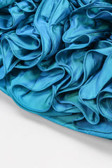 Recess Los Angeles Vintage Alyce Designs Strapless Taffeta Ruffle Rose Cocktail Dress