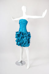 Recess Los Angeles Vintage Alyce Designs Strapless Taffeta Ruffle Rose Cocktail Dress