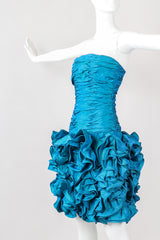 Recess Los Angeles Vintage Alyce Designs Strapless Taffeta Ruffle Rose Cocktail Dress