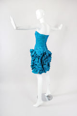 Recess Los Angeles Vintage Alyce Designs Strapless Taffeta Ruffle Rose Cocktail Dress