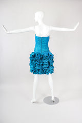 Recess Los Angeles Vintage Alyce Designs Strapless Taffeta Ruffle Rose Cocktail Dress