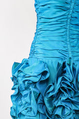 Recess Los Angeles Vintage Alyce Designs Strapless Taffeta Ruffle Rose Cocktail Dress