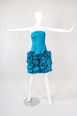 Recess Los Angeles Vintage Alyce Designs Strapless Taffeta Ruffle Rose Cocktail Dress