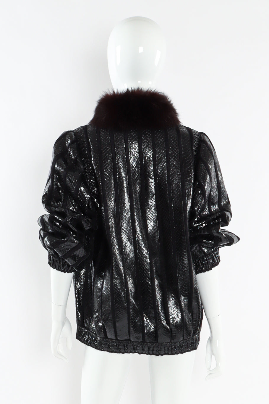 Vintage Amen Wardy Snake Leather Fur Jacket mannequin back @ Recess LA