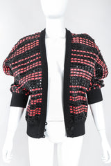 Recess Los Angeles Designer Consignment Vintage Amen Wardy Woven Red Snakeskin Straw Boxy Sweater Jacket