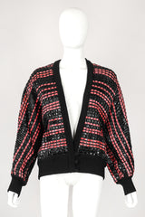 Recess Los Angeles Designer Consignment Vintage Amen Wardy Woven Red Snakeskin Straw Boxy Sweater Jacket