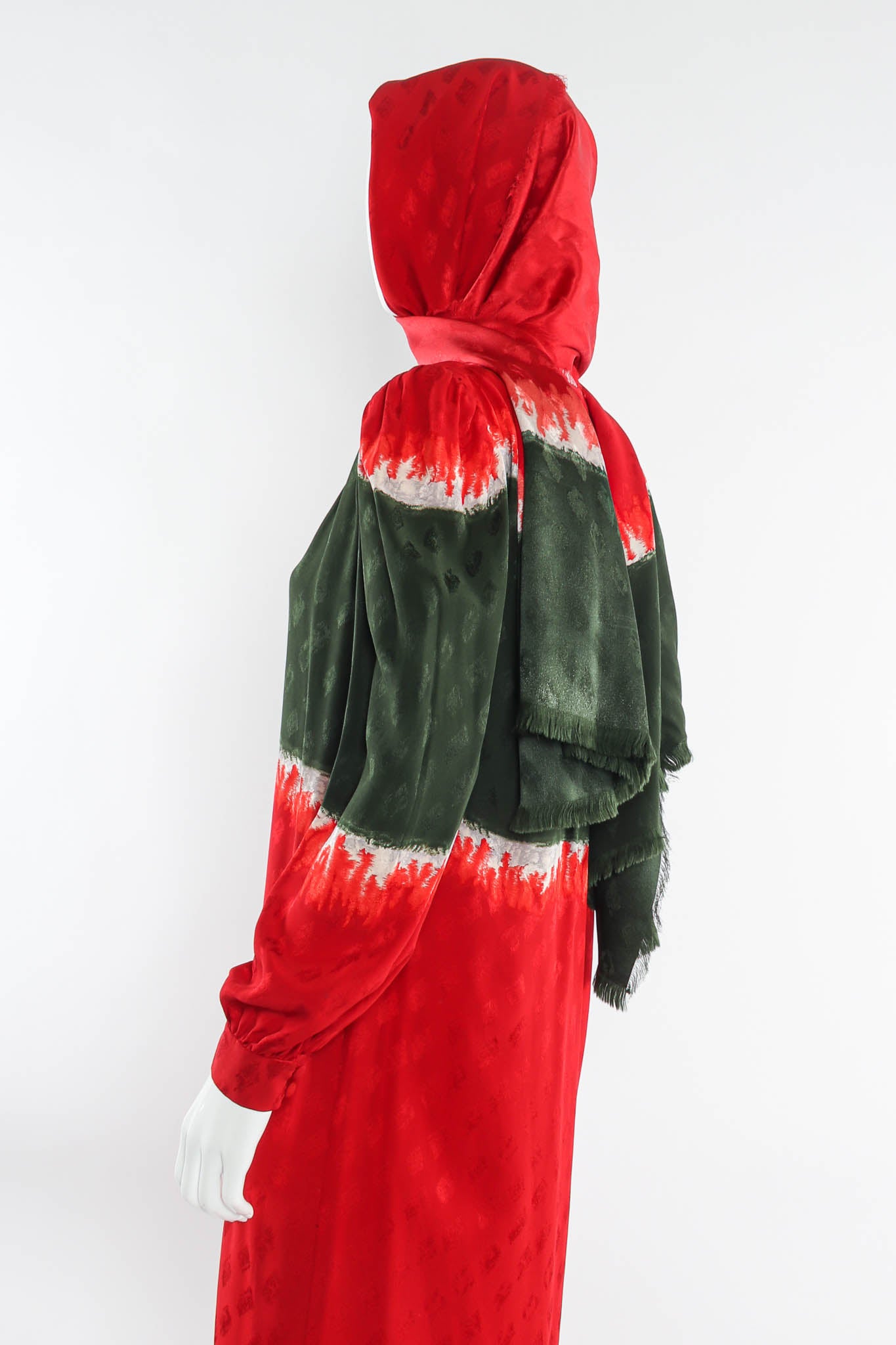 Vintage Andrea Odicini Silk Stripe Dye Tunic Dress mannequin back wrap @ Recess Los Angeles