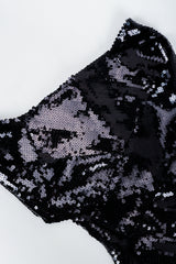 Vintage Andrea Behar Black Liquid Sequin Off-The-Shoulder Dress neckline