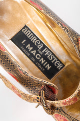 Recess Los Angeles Vintage Andrea Pfister Metallic Gold Embossed Moroccan Maryjane Heels