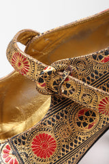 Recess Los Angeles Vintage Andrea Pfister Metallic Gold Embossed Moroccan Maryjane Heels