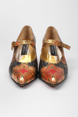 Recess Los Angeles Vintage Andrea Pfister Metallic Gold Embossed Moroccan Maryjane Heels