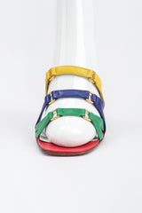 Recess Los Angeles Designer Consignment Vintage Andrea Pfister Rainbow Strappy Slide Sandals Heels