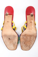 Recess Los Angeles Designer Consignment Vintage Andrea Pfister Rainbow Strappy Slide Sandals Heels