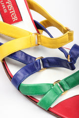 Recess Los Angeles Designer Consignment Vintage Andrea Pfister Rainbow Strappy Slide Sandals Heels
