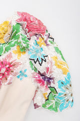 Recess Los Angeles Vintage Ann Lawrence Floral Sequin One-Shoulder Wedding Rehearsal Bridal Dress