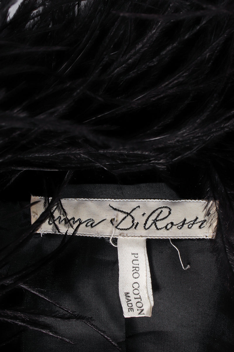 Vintage Anna Di Rossi Velvet Ostrich Feather Trim Jacket label at Recess Los Angeles