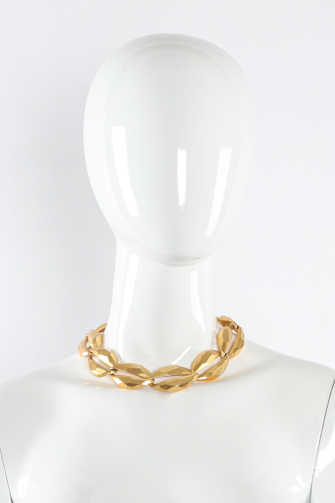 Vintage Anne Klein Geo Hammered Necklace & Earring Set necklace on mannequin @ Recess LA