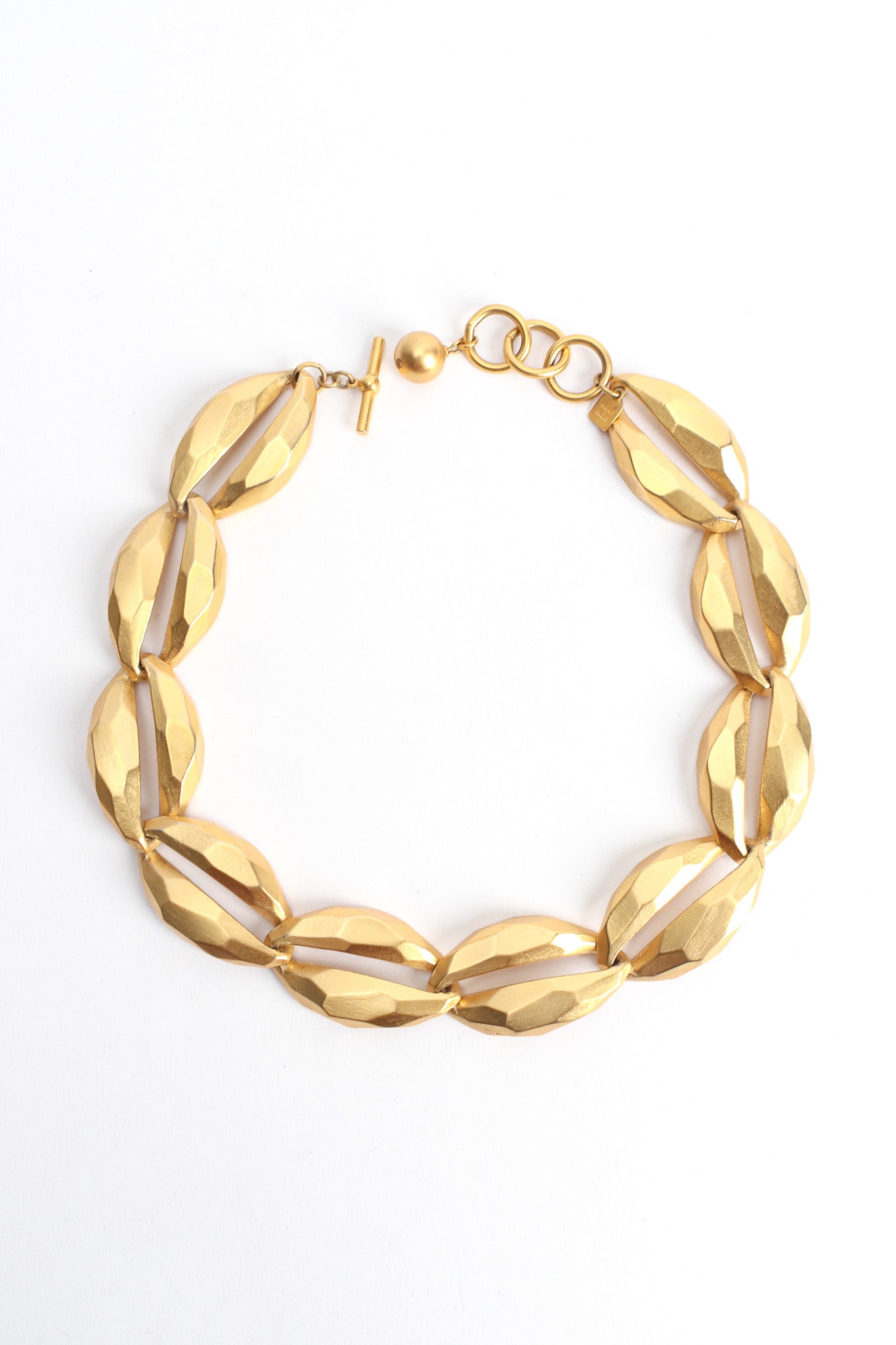 Vintage Anne Klein Geo Hammered Necklace & Earring Set necklace round flat @ Recess LA