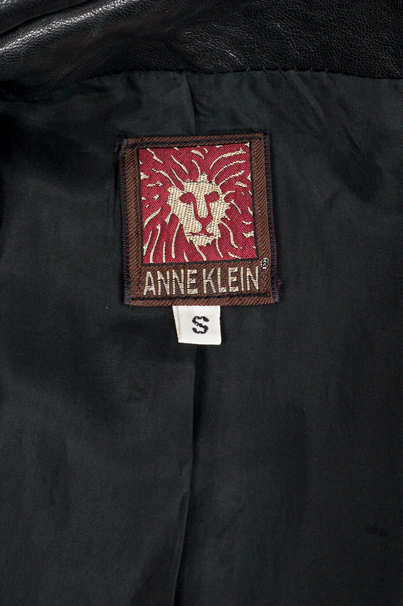 Vintage Anne Klein Quilted Leather Cocoon Coat label at Recess Los Angeles