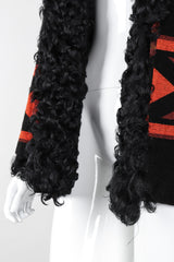 Recess Los Angeles Vintage Anne Klein Aztec Woven Curly Lamb Fur Collar Coat