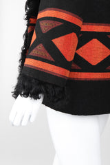 Recess Los Angeles Vintage Anne Klein Aztec Woven Curly Lamb Fur Collar Coat