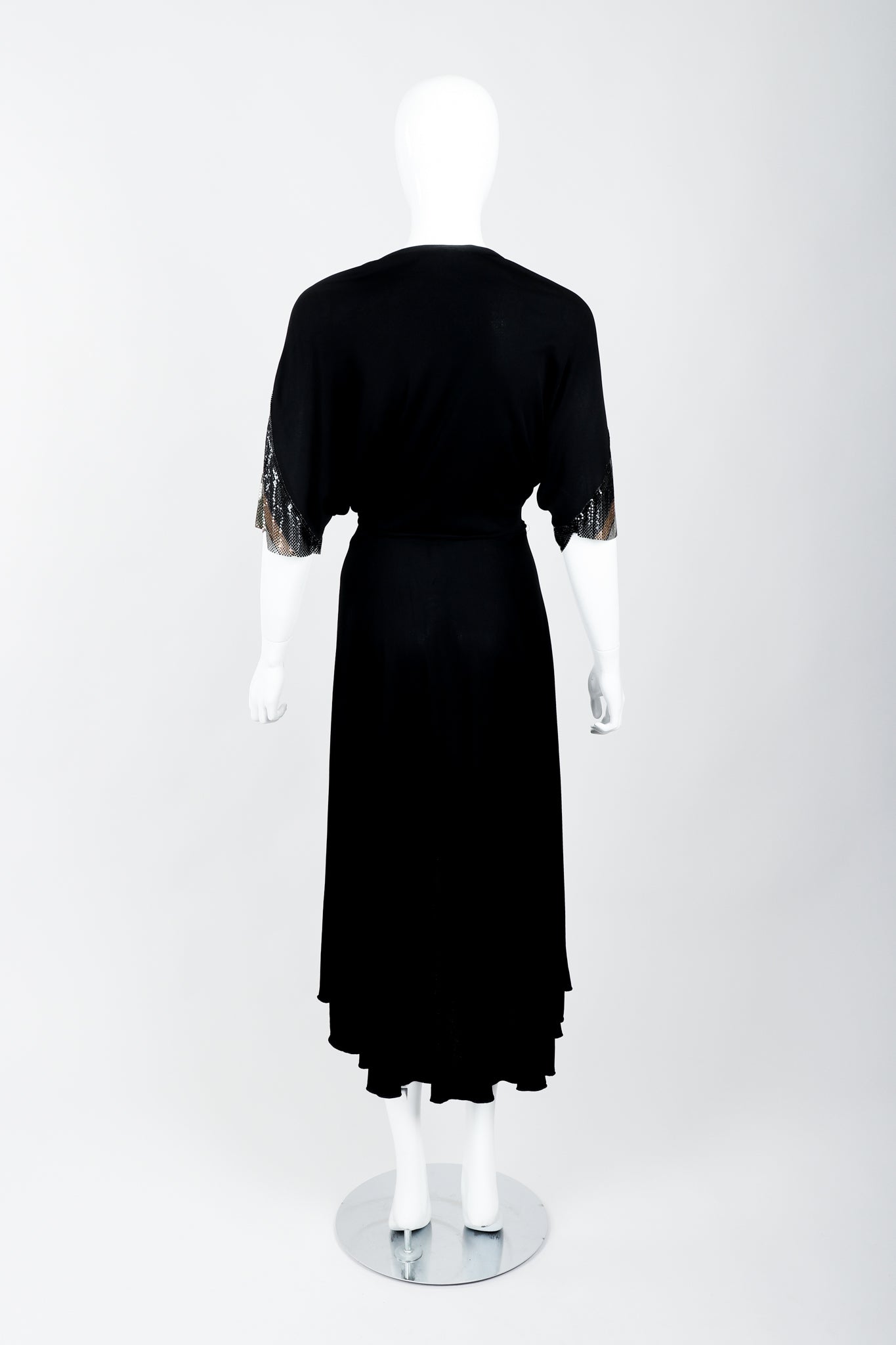 Vintage Anthony Ferrara Chevron Mesh Sleeve Wrap Dress on mannequin back at Recess
