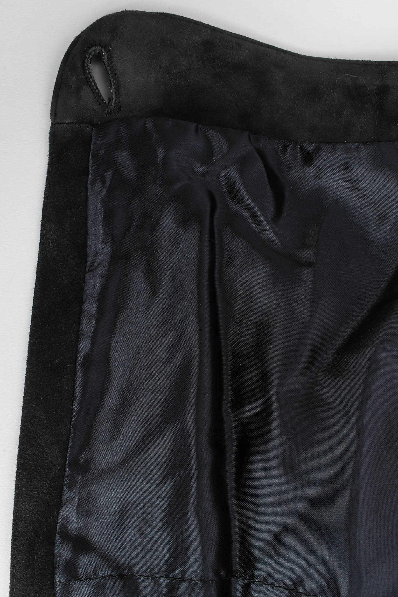 Vintage Giorgio Armani Suede Fringe Drape Pant skirt panel opened @ Recess LA