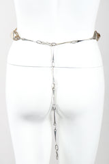 Recess Designer Consignment Vintage Joseph Boris Brutalist Art Sculpture Mixed Metal Flower Chain Belt Los Angeles Resale