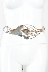 Recess Designer Consignment Vintage Joseph Boris Brutalist Art Sculpture Mixed Metal Flower Chain Belt Los Angeles Resale