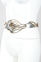 Recess Designer Consignment Vintage Joseph Boris Brutalist Art Sculpture Mixed Metal Flower Chain Belt Los Angeles Resale