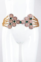 Recess Los Angeles Vintage Atelier Nina Pressed Metal Emerald Glass Stones Gold Chain Link