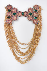 Recess Los Angeles Vintage Atelier Nina Pressed Metal Emerald Glass Stones Gold Chain Link