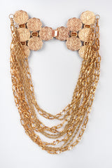 Recess Los Angeles Vintage Atelier Nina Pressed Metal Emerald Glass Stones Gold Chain Link