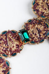 Recess Los Angeles Vintage Atelier Nina Pressed Metal Emerald Glass Stones Gold Chain Link