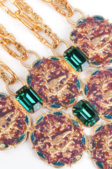 Recess Los Angeles Vintage Atelier Nina Pressed Metal Emerald Glass Stones Gold Chain Link