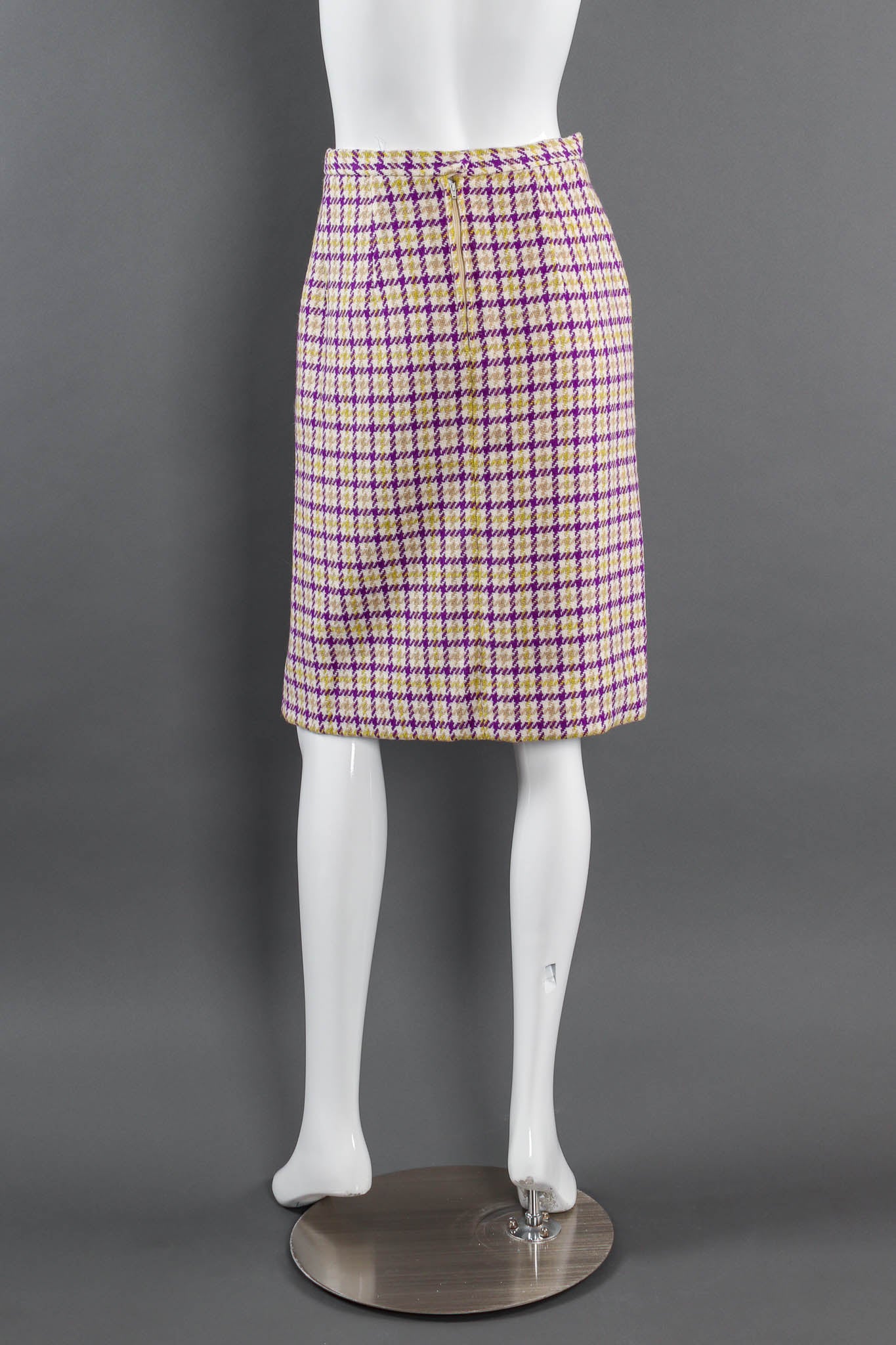 Vintage B.Altman & Co. Plaid Tartan Vest Duster & Skirt Set mannequin back skirt @ Recess LA