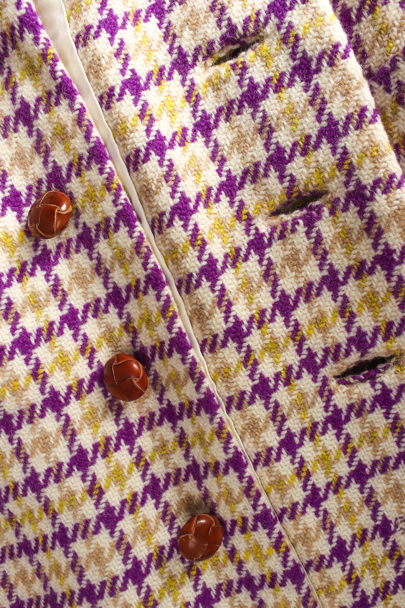 Vintage B.Altman & Co. Plaid Tartan Vest Duster & Skirt Set print/buttons detail @ Recess LA