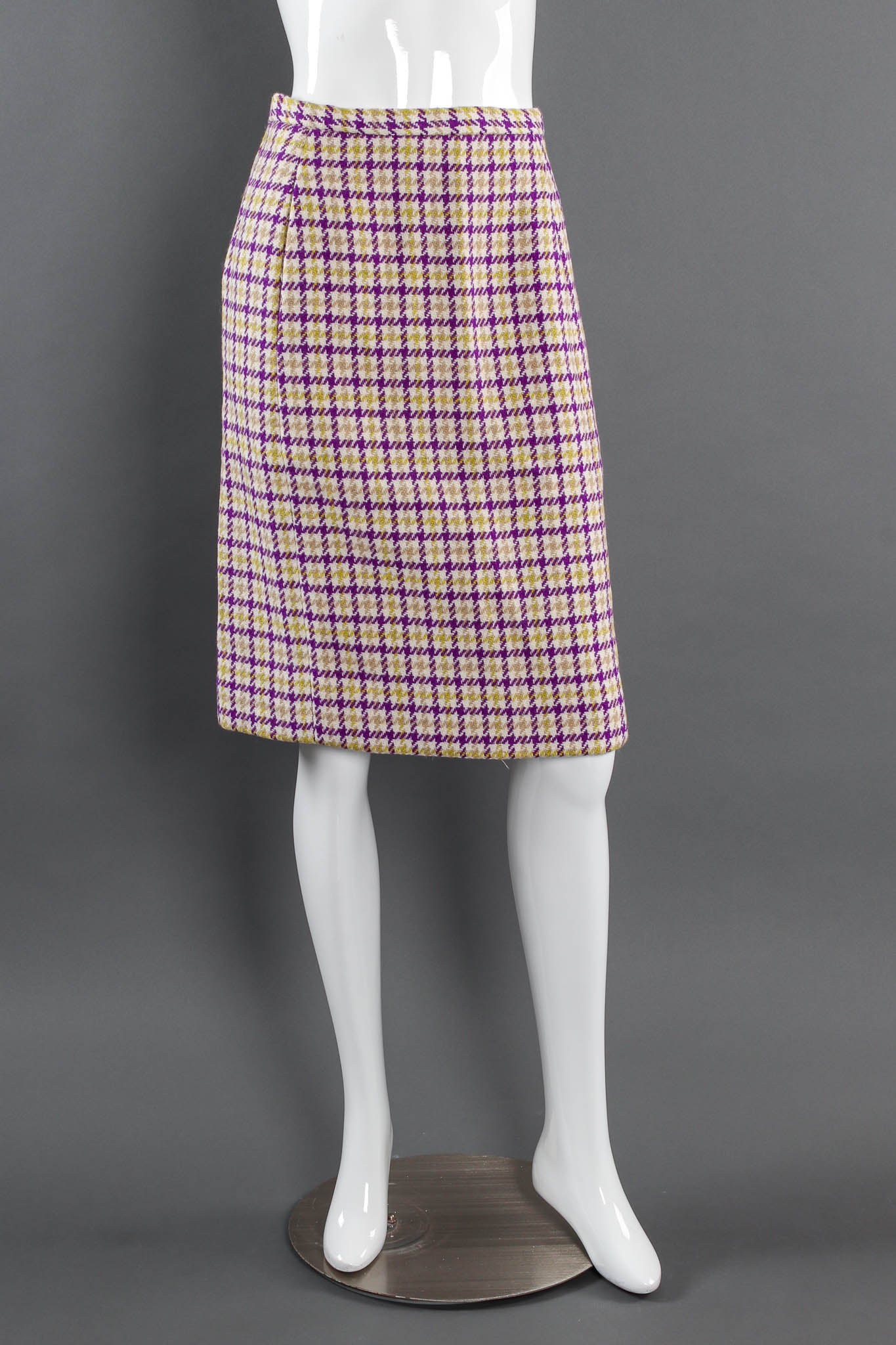 Vintage B.Altman & Co. Plaid Tartan Vest Duster & Skirt Set mannequin front skirt @ Recess LA