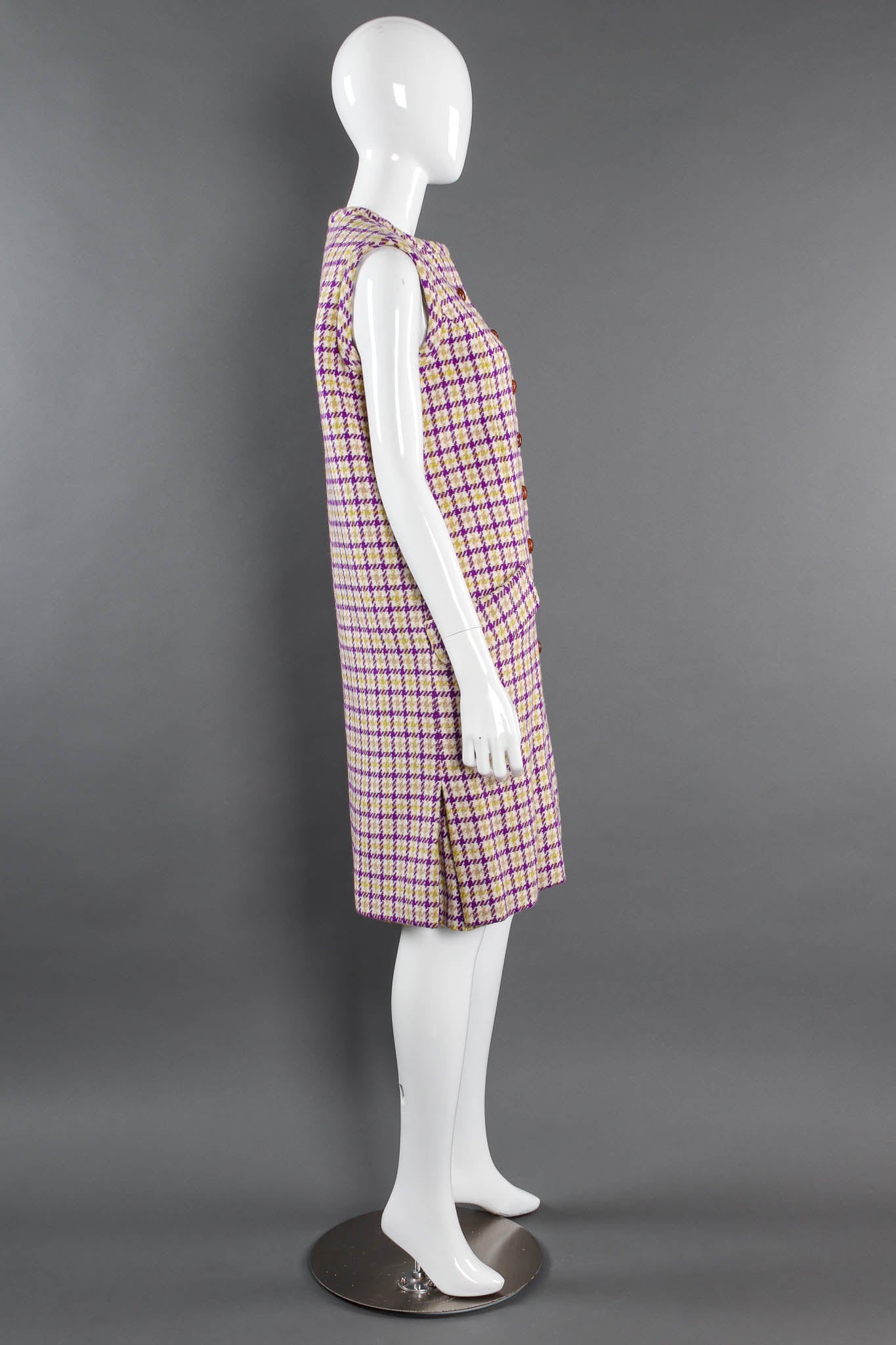 Vintage B.Altman & Co. Plaid Tartan Vest Duster & Skirt Set mannequin side @ Recess LA